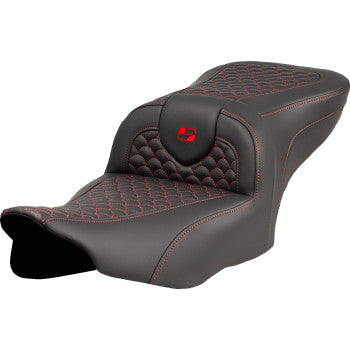 SADDLEMEN Roadsofa™ Seat - Dragon Scale Stitch - Red Stitch - w/o Backrest - FLTR/FLHX '23-'24 823-07-20804