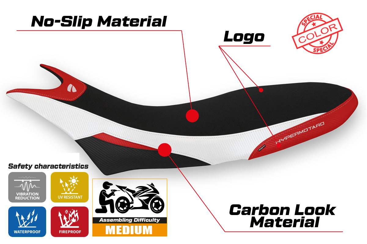 Tappezzeria Italia Ducati Hypermotard 950 2019-2025 Seat Cover in White and Red
