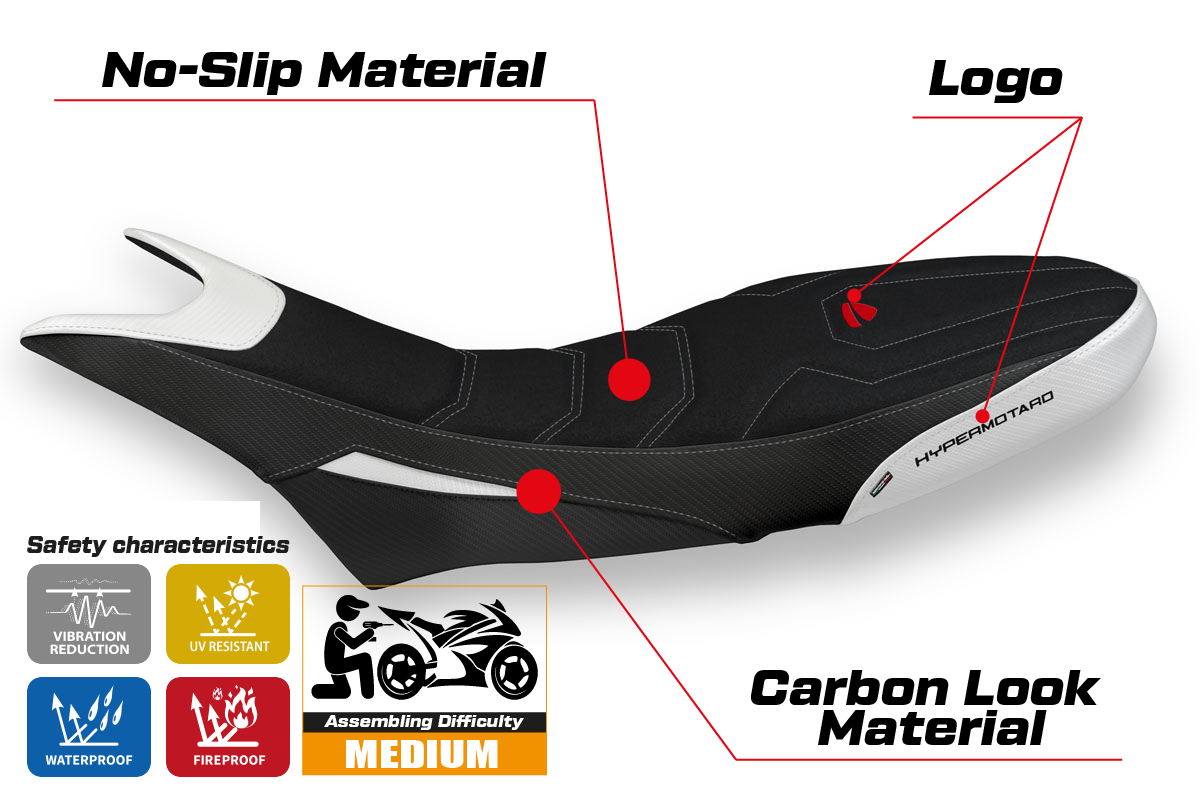 Tappezzeria Italia Ducati Hypermotard 950 2019-2025 Seat Cover Ultragrip in White