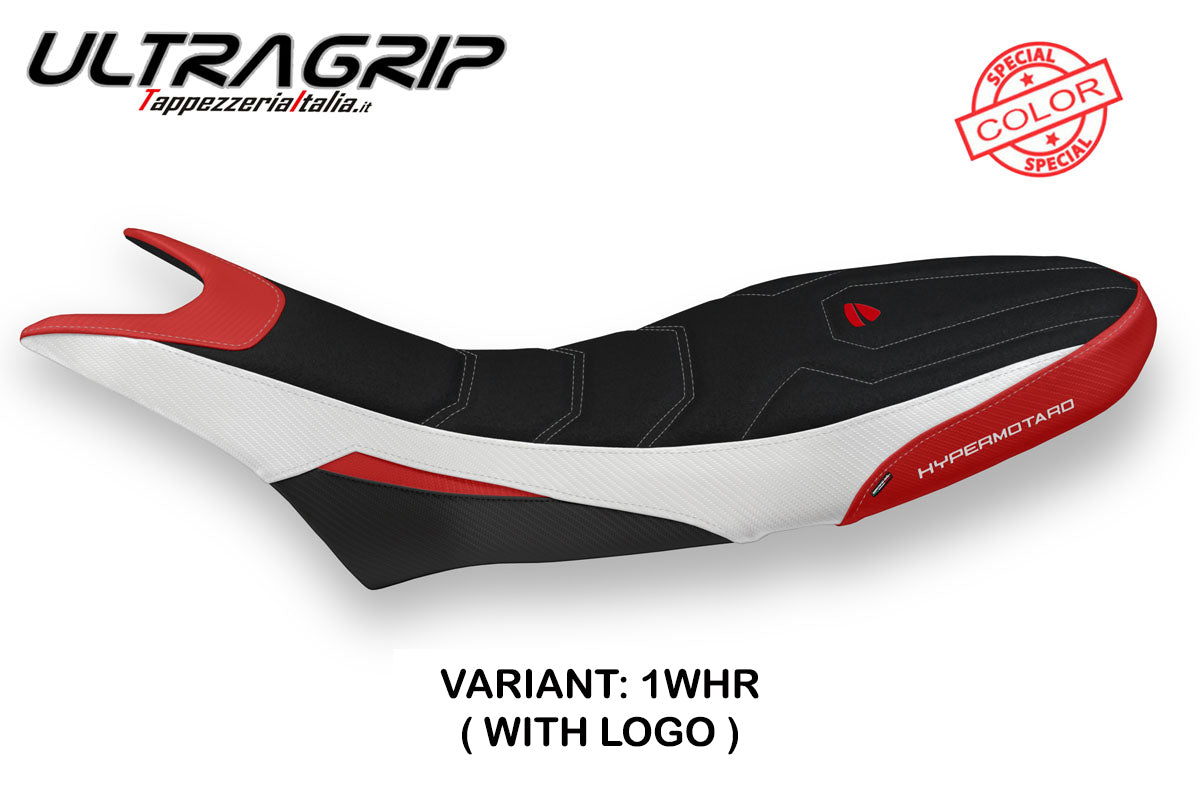 Tappezzeria Italia Ducati Hypermotard 950 2019-2025 Seat Cover Ultragrip in White, Red and Black