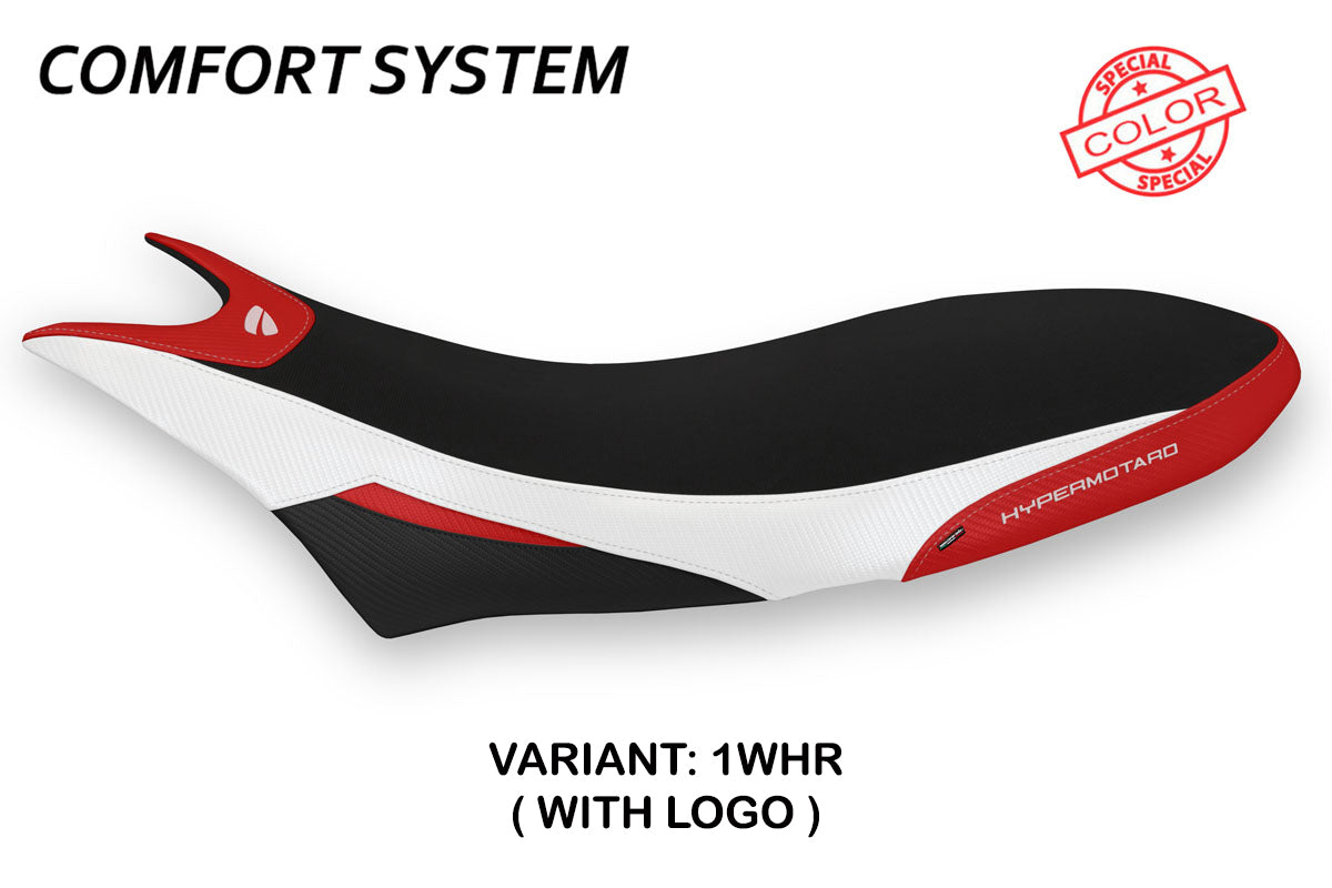Tappezzeria Italia Ducati Hypermotard 950 2019-2025 Seat Cover Comfort in White and Red