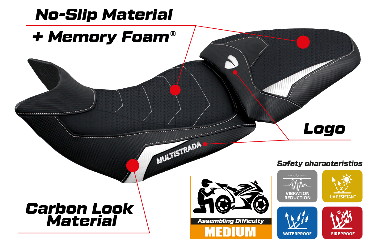 Tappezzeria Italia Ducati Multistrada 1200 1260 2015-2020 Seat Cover Comfort in White