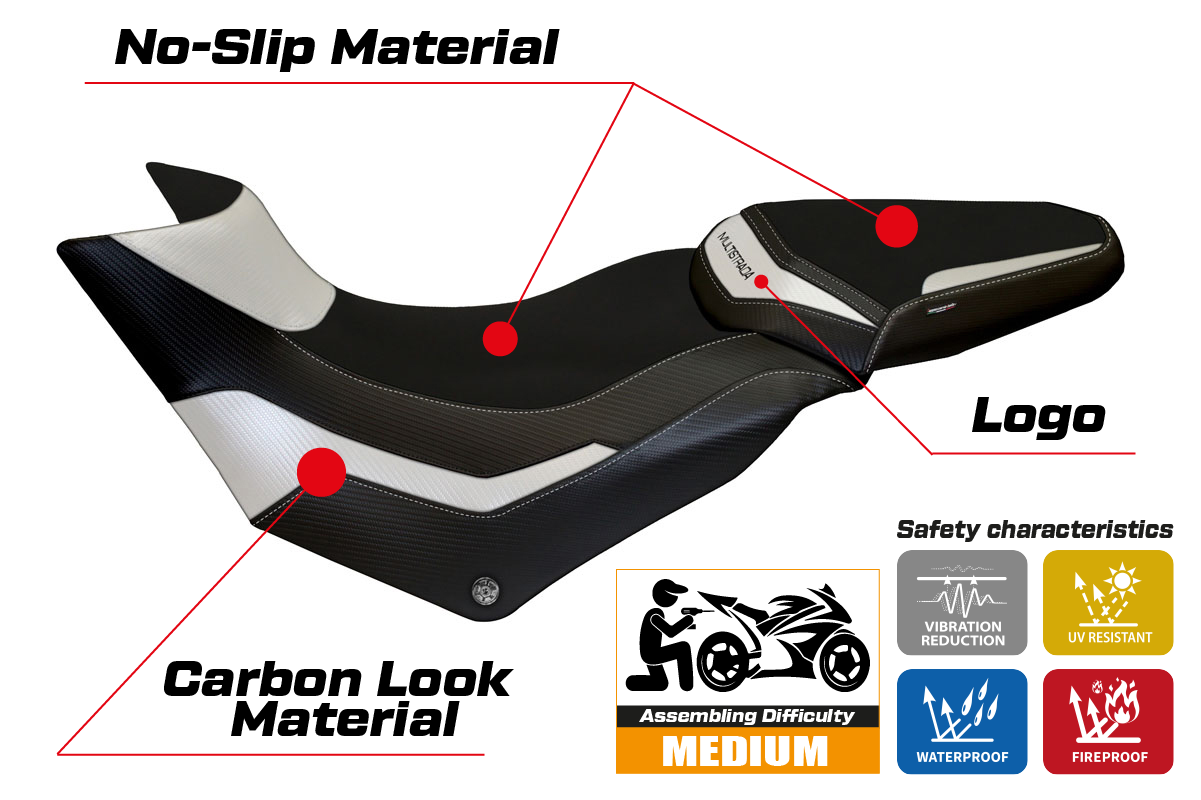 Tappezzeria Italia Ducati Multistrada 950 2017-2021 Seat Cover in White and Black