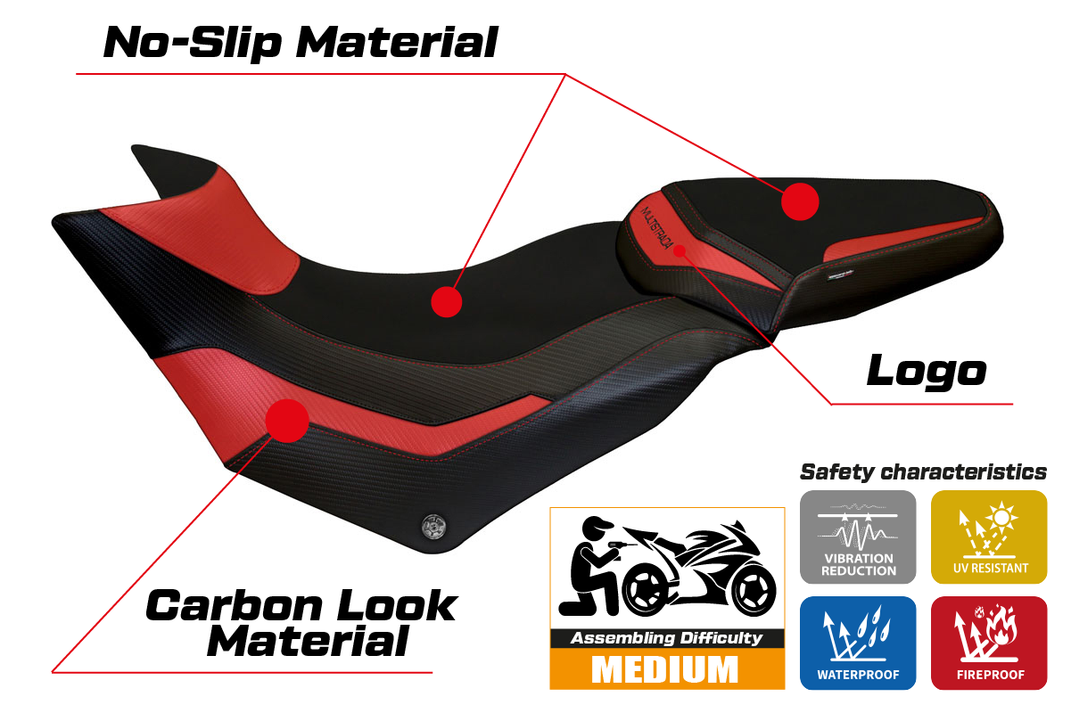 Tappezzeria Italia Ducati Multistrada 950 2017-2021 Seat Cover in Red and Black