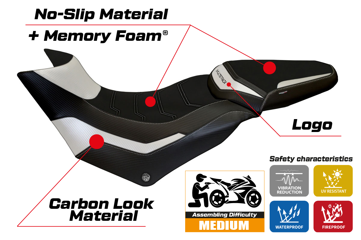 Tappezzeria Italia Ducati Multistrada 950 2017-2021 Seat Cover Comfort in White and Black