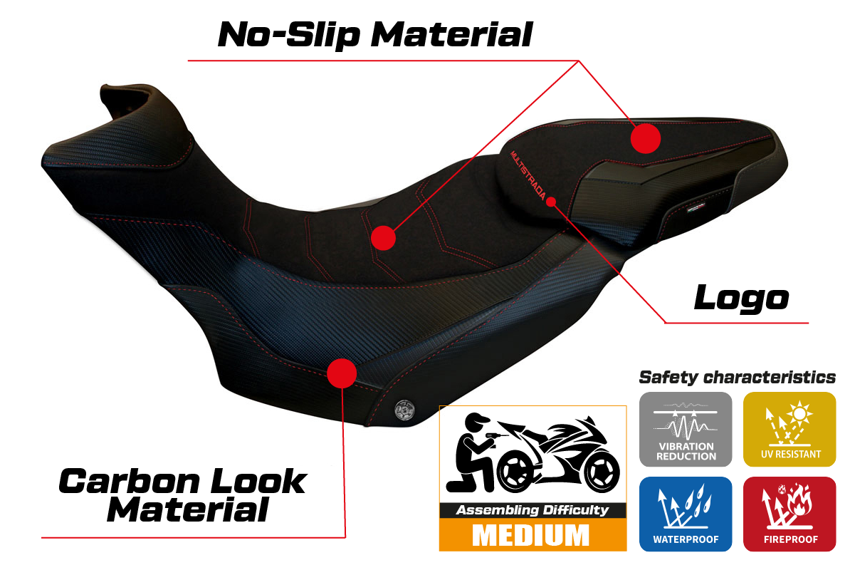Tappezzeria Italia Ducati Multistrada 1200 1260 Enduro 2016-2021 Seat Cover in Grip Black