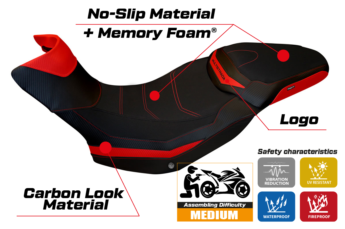 Tappezzeria Italia Ducati Multistrada 1200 1260 Enduro 2016-2021 Seat Cover Comfort in Red