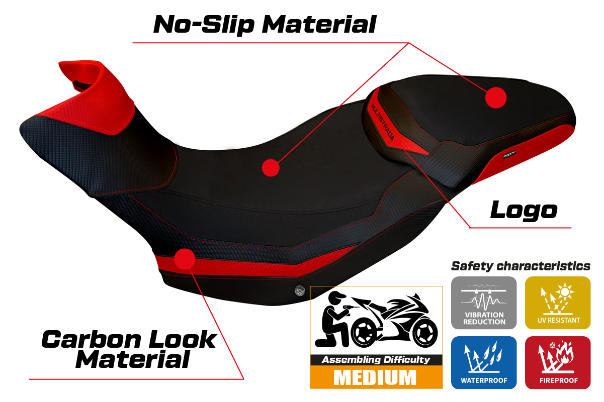 Tappezzeria Italia Ducati Multistrada 1200 1260 Enduro 2016-2021 Seat Cover in Red