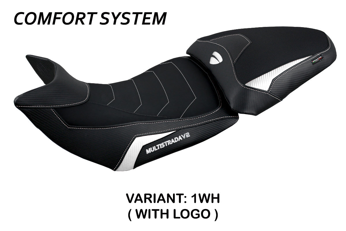 Tappezzeria Italia Ducati Multistrada V2 2021-2024 Seat Cover Comfort in White and Black