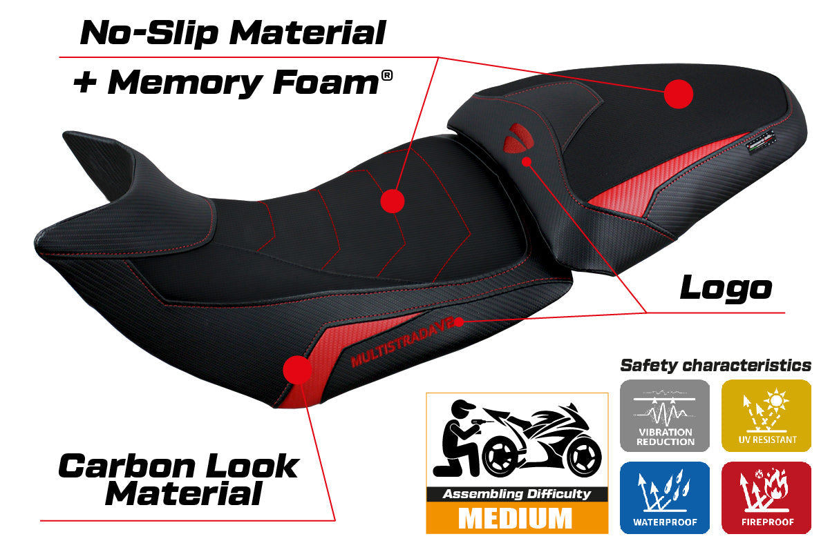 Tappezzeria Italia Ducati Multistrada V2 2021-2024 Comfort Heated Seat Cover in Red