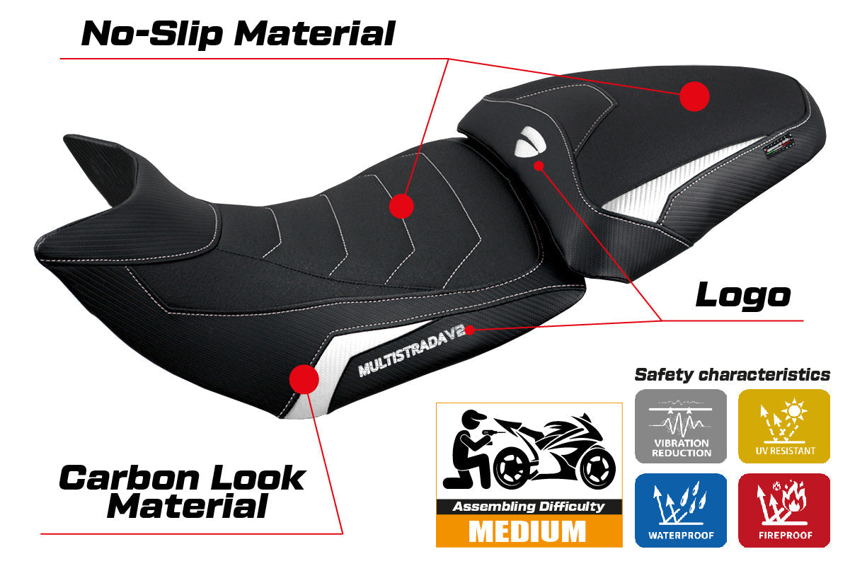 Tappezzeria Italia Ducati Multistrada V2 2021-2024 Seat Cover Ultragrip in White