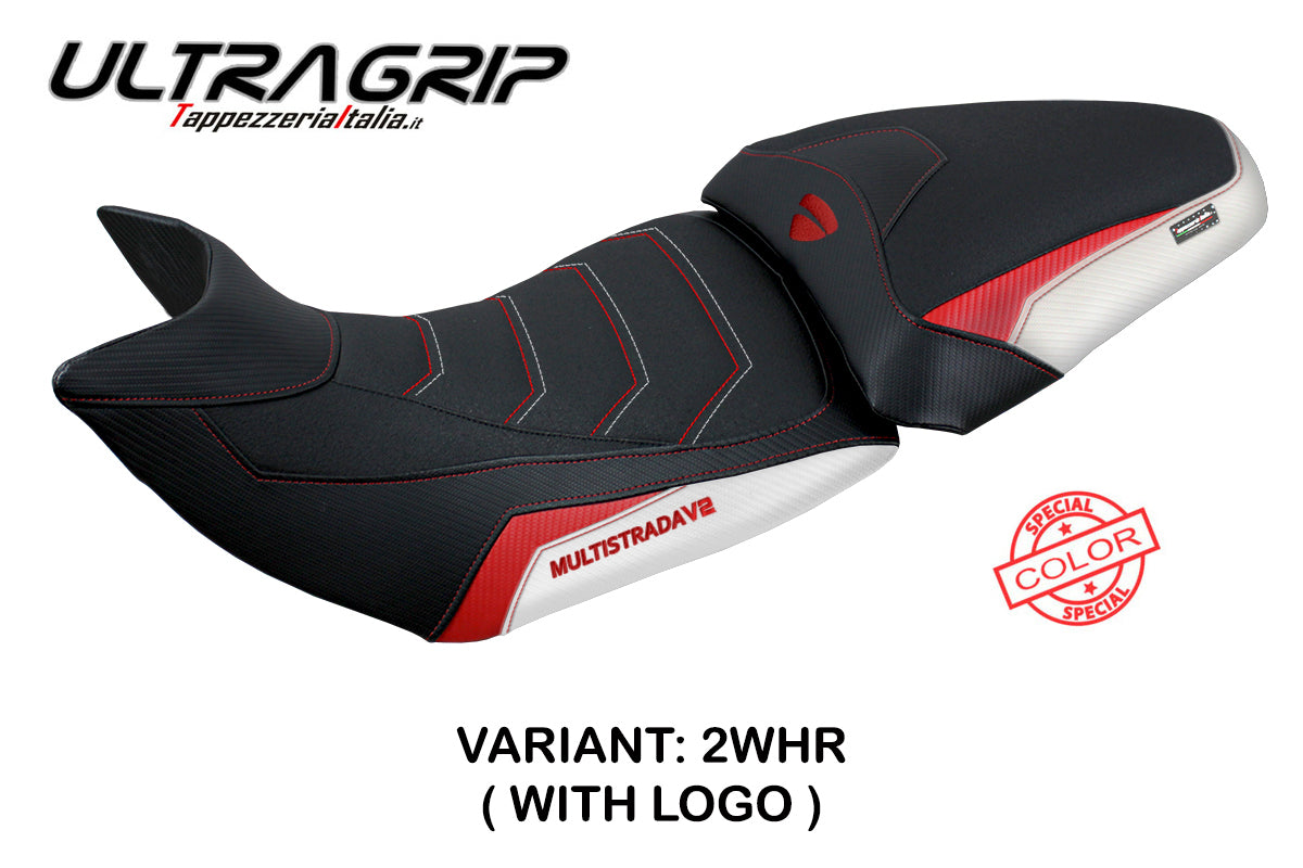 Tappezzeria Italia Ducati Multistrada V2 2021-2024 Seat Cover Ultragrip in White and Red