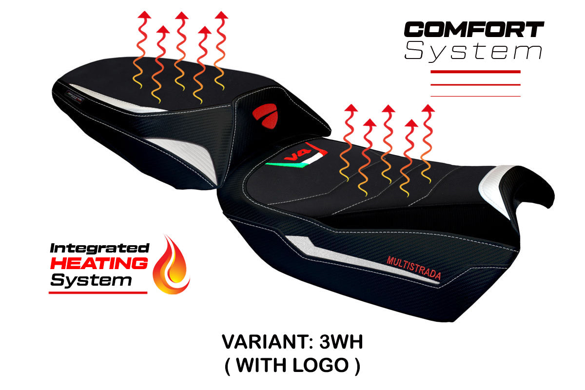 Tappezzeria Italia Ducati Multistrada V4 V4S 2021-2025 Comfort Heated Seat Cover in White