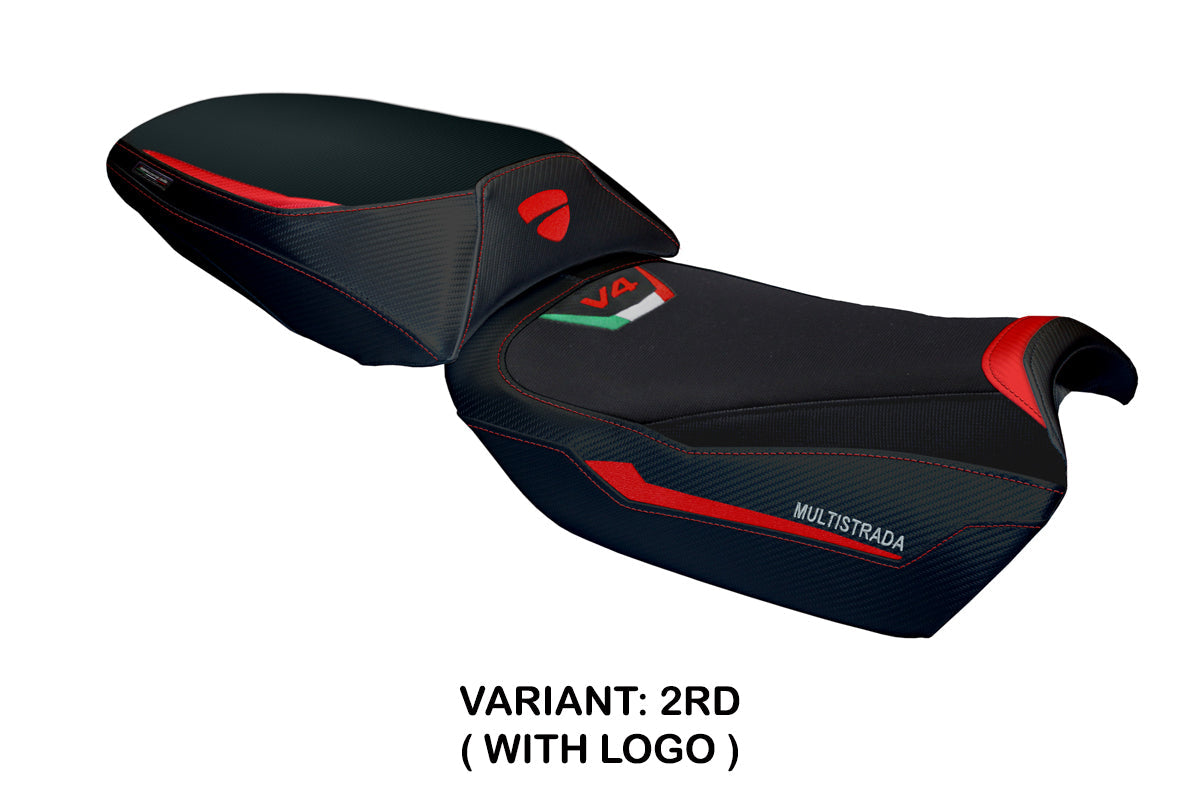 Tappezzeria Italia Ducati Multistrada V4 Rally 2023-2025 Seat Cover in Red and Black