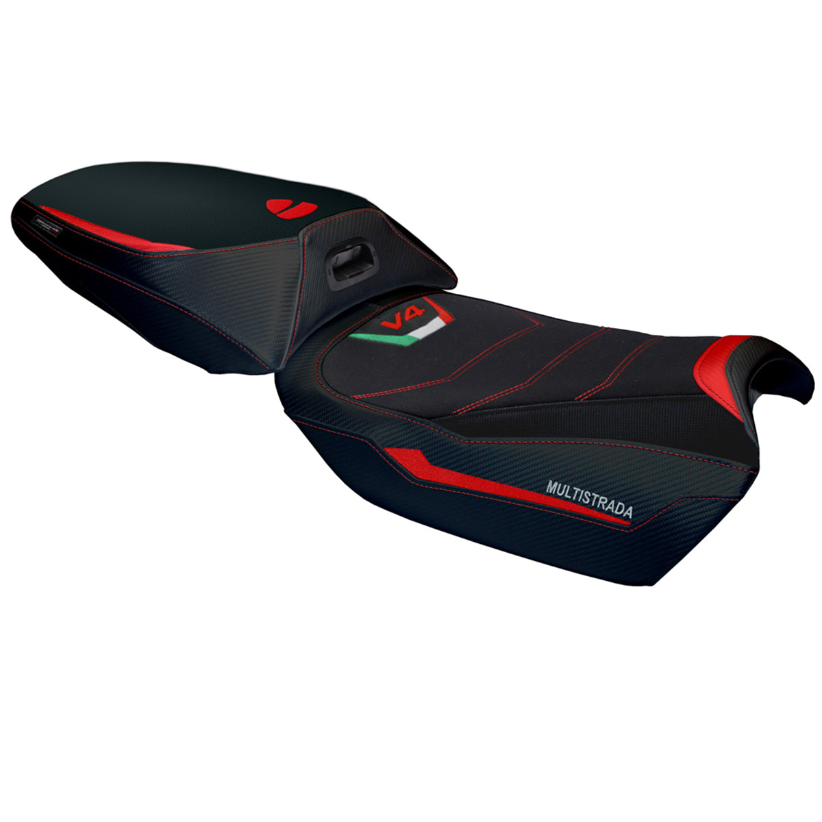 Tappezzeria Italia Ducati Multistrada V4 Rally Heat 2023-2025 Seat Cover Comfort in Red and Black