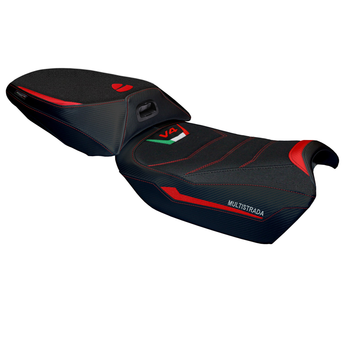 Tappezzeria Italia Ducati Multistrada V4 Rally 2023-2025 Seat Cover heated Ultragrip in Red and Black