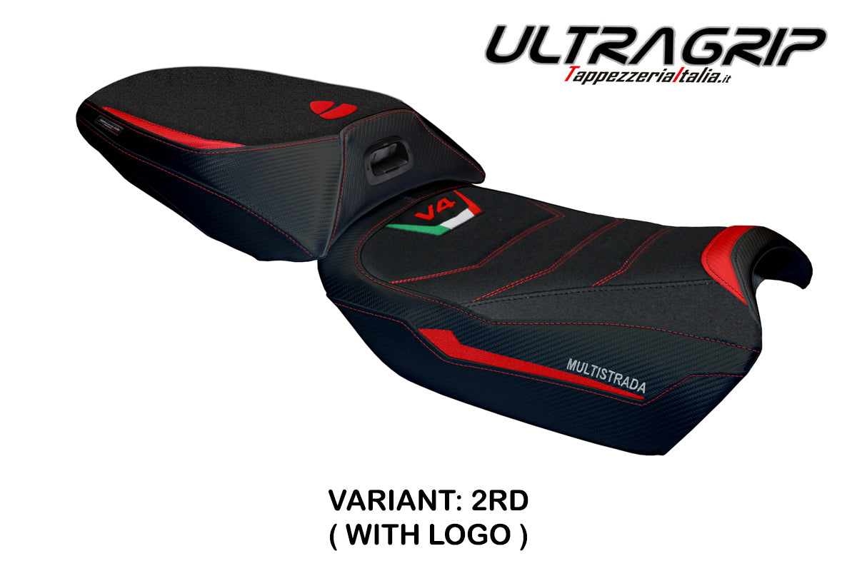 Tappezzeria Italia Ducati Multistrada V4 Rally 2023-2025 Seat Cover heated Ultragrip in Red and Black
