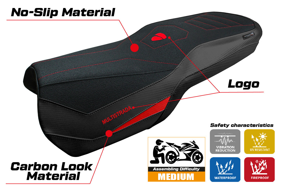 Tappezzeria Italia Ducati Multistrada V4 2021-2025 Rally Seat Cover Ultragrip Black