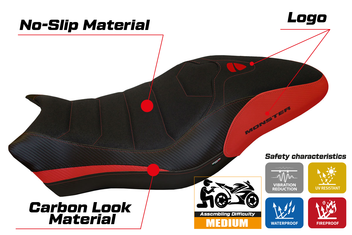 Tappezzeria Italia Ducati Monster 797 2017-2020 Seat Cover Ultragrip in Red
