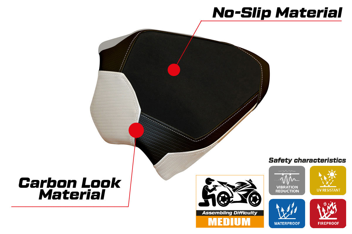 Tappezzeria Italia Ducati Panigale V4 Passenger 2018-2024 Seat Cover in White and Black