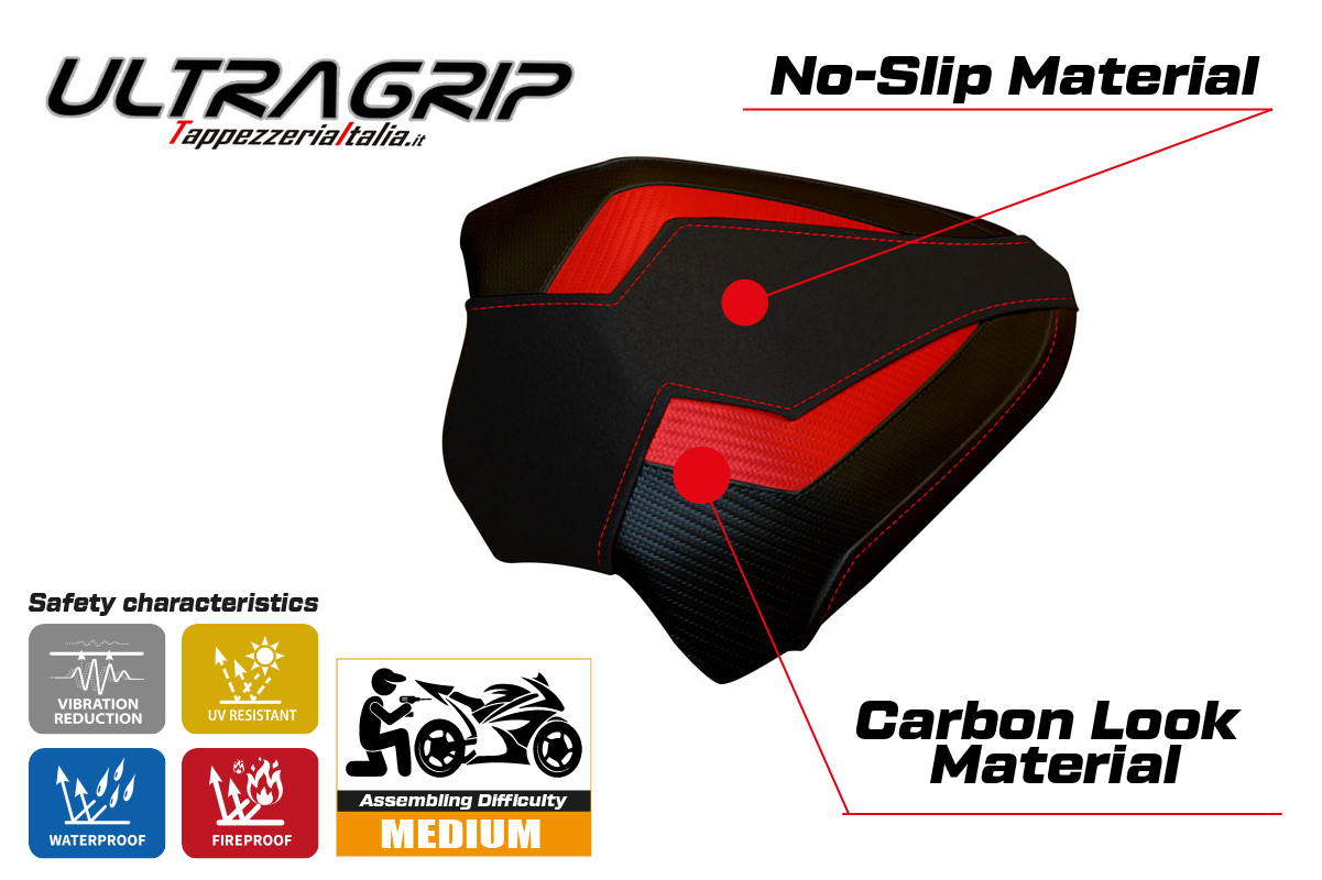 Tappezzeria Italia Ducati Panigale V4 2018-2024 Passenger Seat Cover Ultragrip in Red