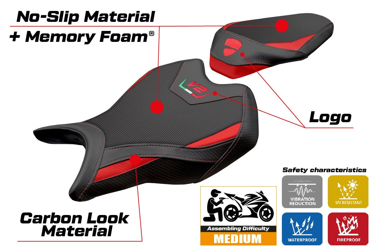 Tappezzeria Italia Ducati Panigale V2 2025 Seat Cover Comfort Red Black