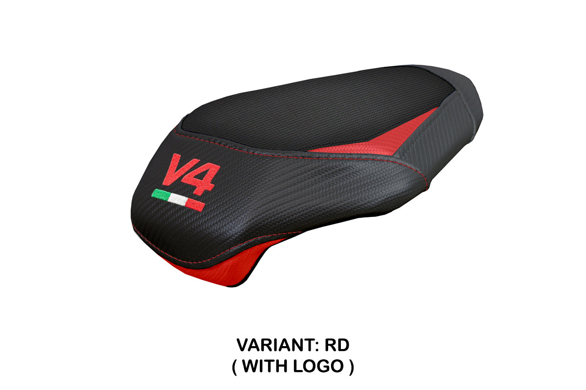 Tappezzeria Italia Ducati Panigale V4 2025 Passenger Seat Cover Black Red V4 Logo