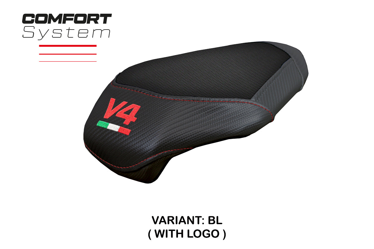 Tappezzeria Italia Ducati Panigale V4 2025 Passenger Seat Cover Comfort Black V4 Logo