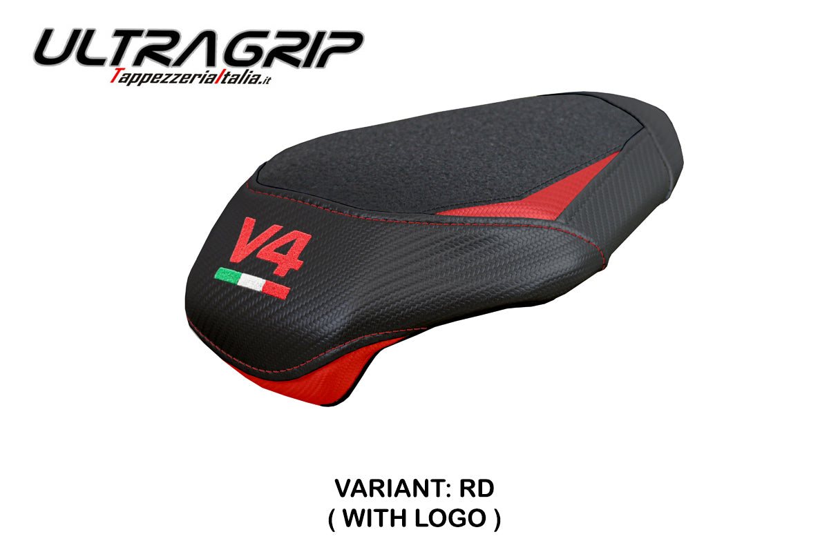 Tappezzeria Italia Ducati Panigale V4 2025 Passenger Seat Cover Ultragrip Red V4 Logo