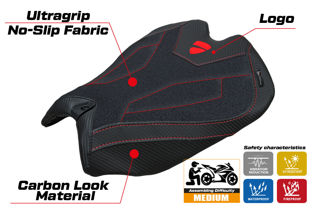 Tappezzeria Italia Ducati Panigale V4 2025 Seat Cover Ultragrip Black Ducati Logo