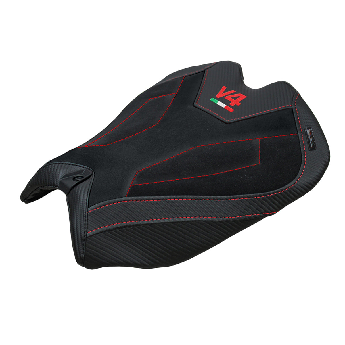 Tappezzeria Italia Ducati Panigale V4 2025 Seat Cover Suede Black V4 Logo