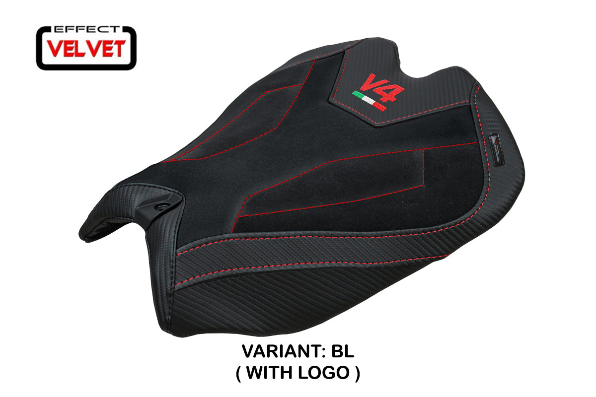 Tappezzeria Italia Ducati Panigale V4 2025 Seat Cover Suede Black V4 Logo