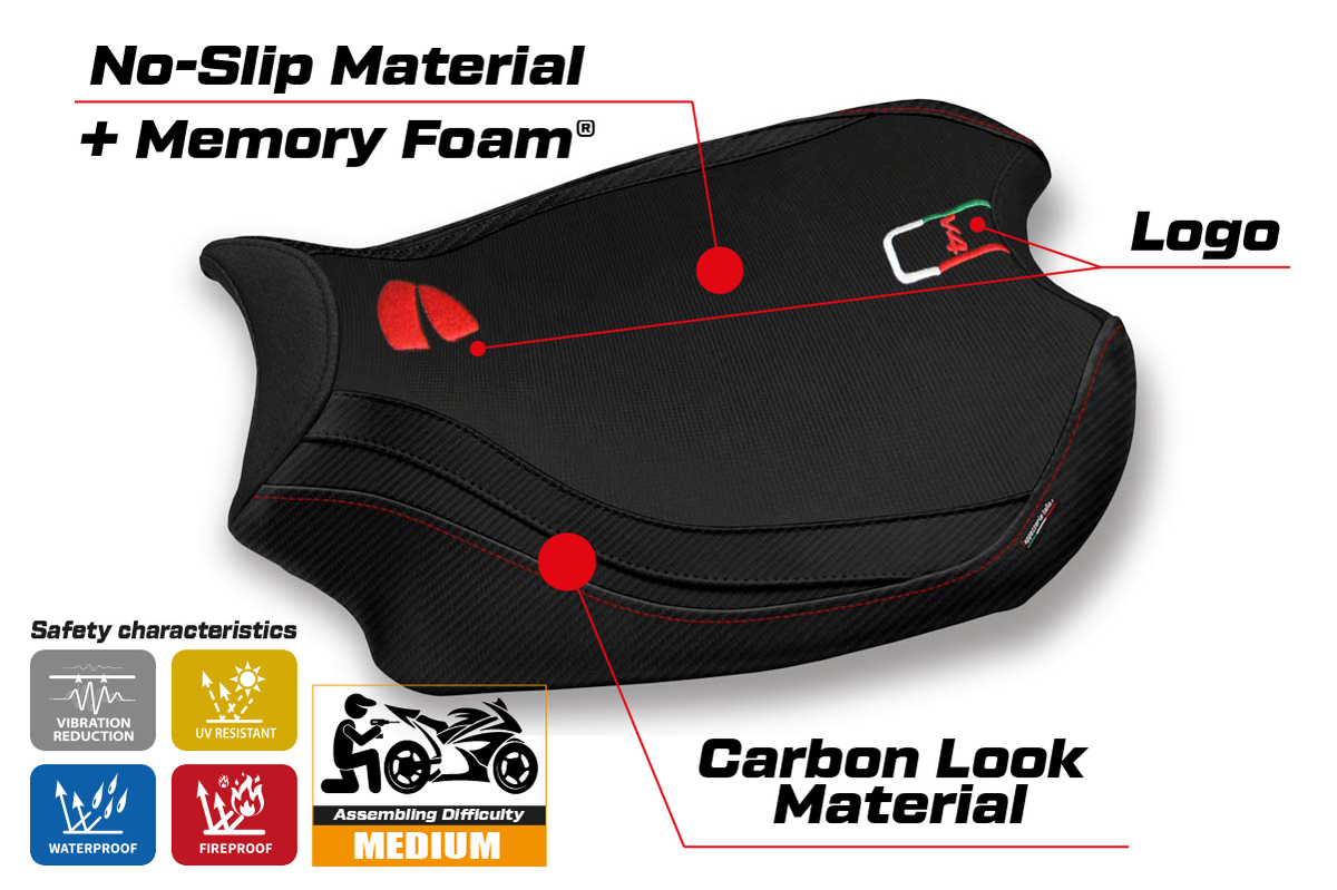 Tappezzeria Italia Ducati Panigale V4 2018-2024 Seat Cover Comfort in Black