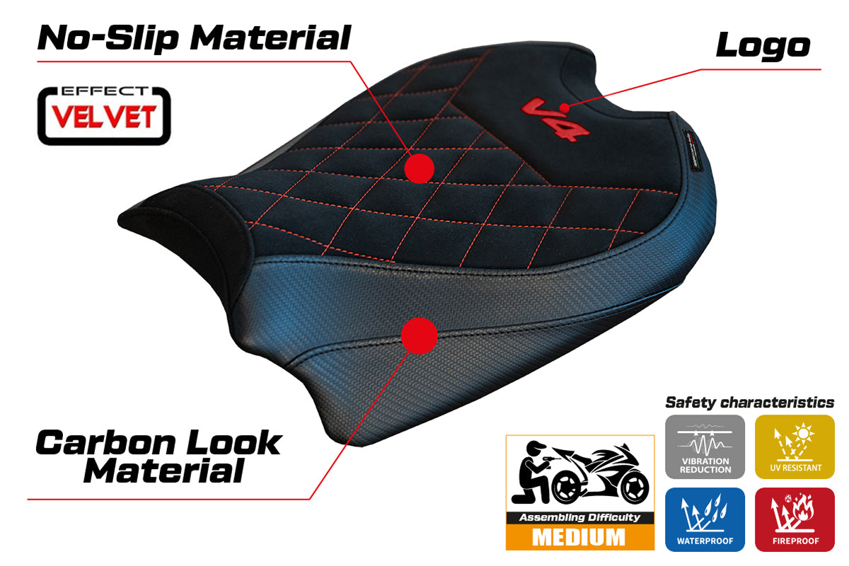 Tappezzeria Italia Ducati Panigale V4 2018-2024 Seat Cover in Black Diamond
