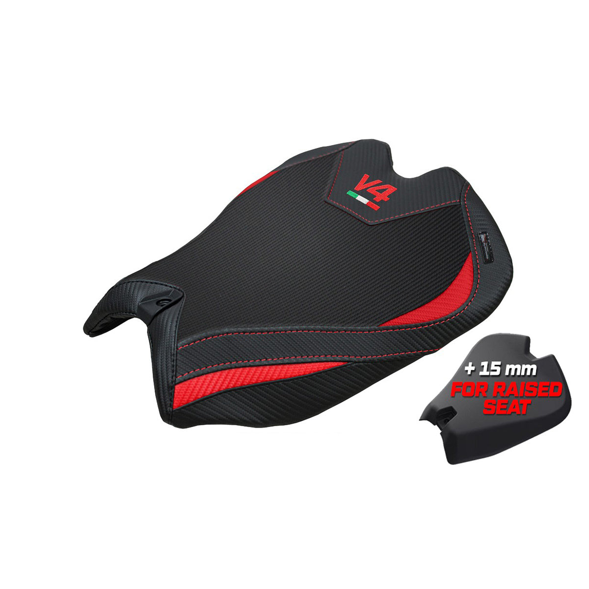 Tappezzeria Italia Ducati Panigale V4 2025 Seat Cover Comfort Red Black Logo V4