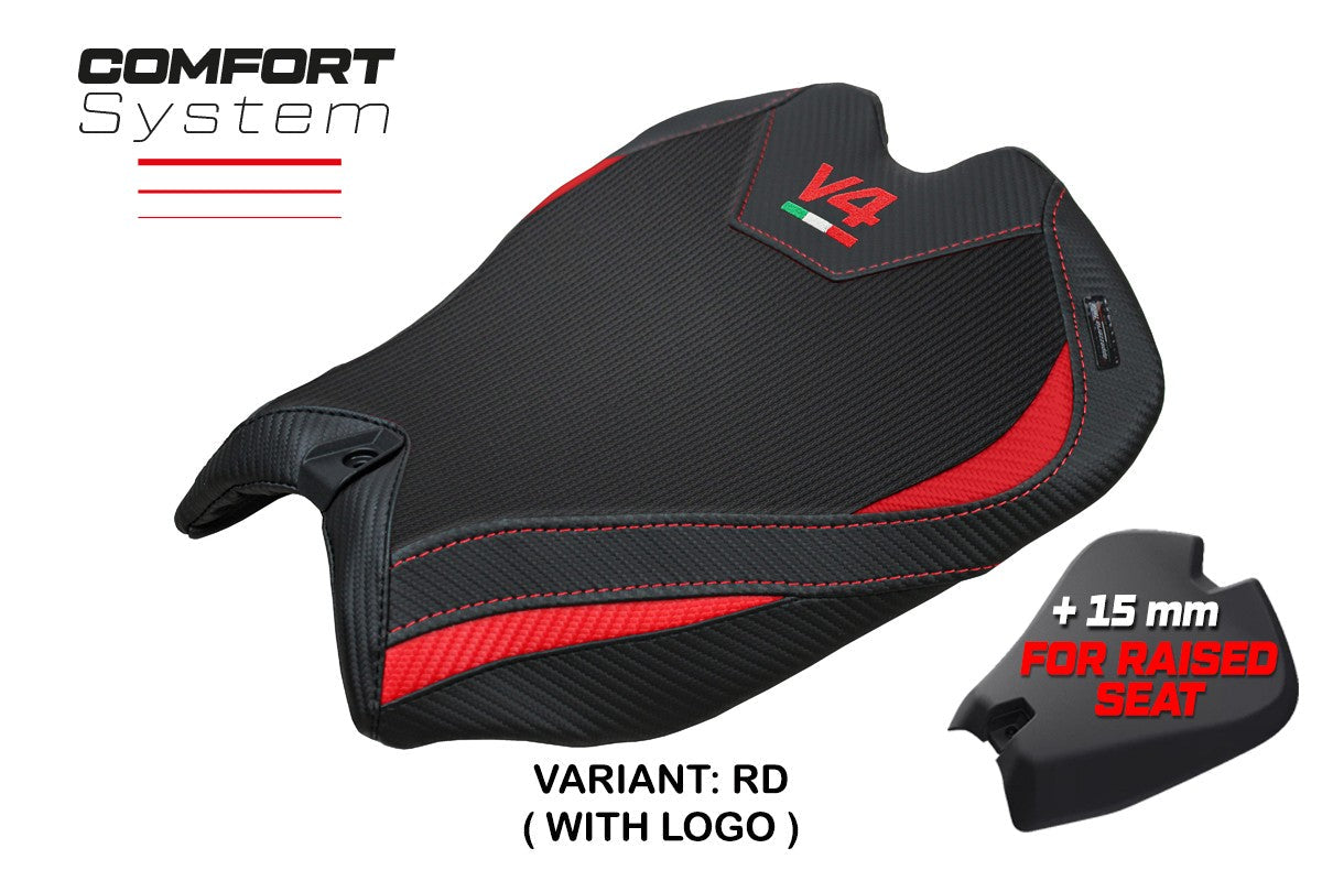 Tappezzeria Italia Ducati Panigale V4 2025 Seat Cover Comfort Red Black Logo V4