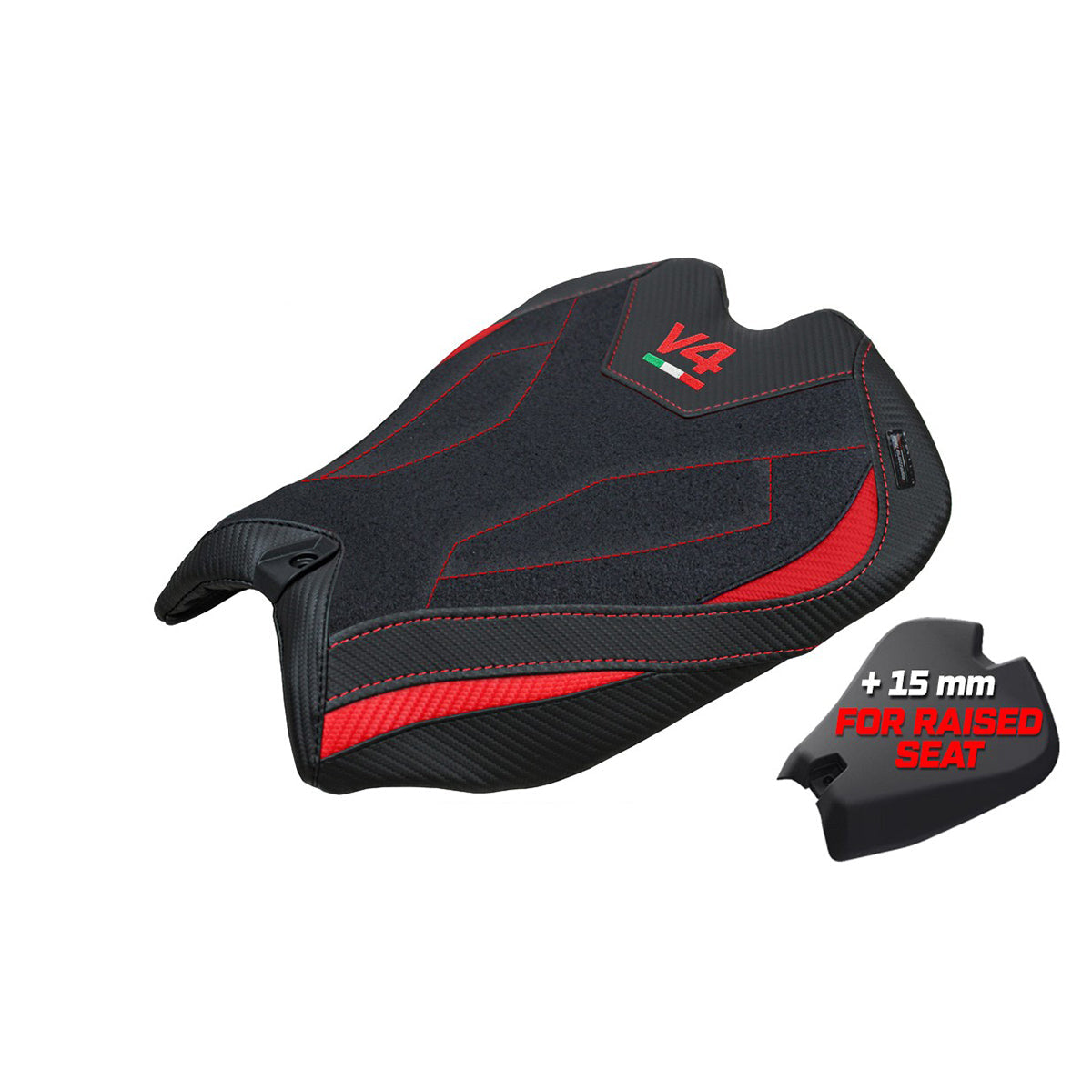 Tappezzeria Italia Ducati Panigale V4 2025 Seat Cover Ultragrip Red Black Logo V4