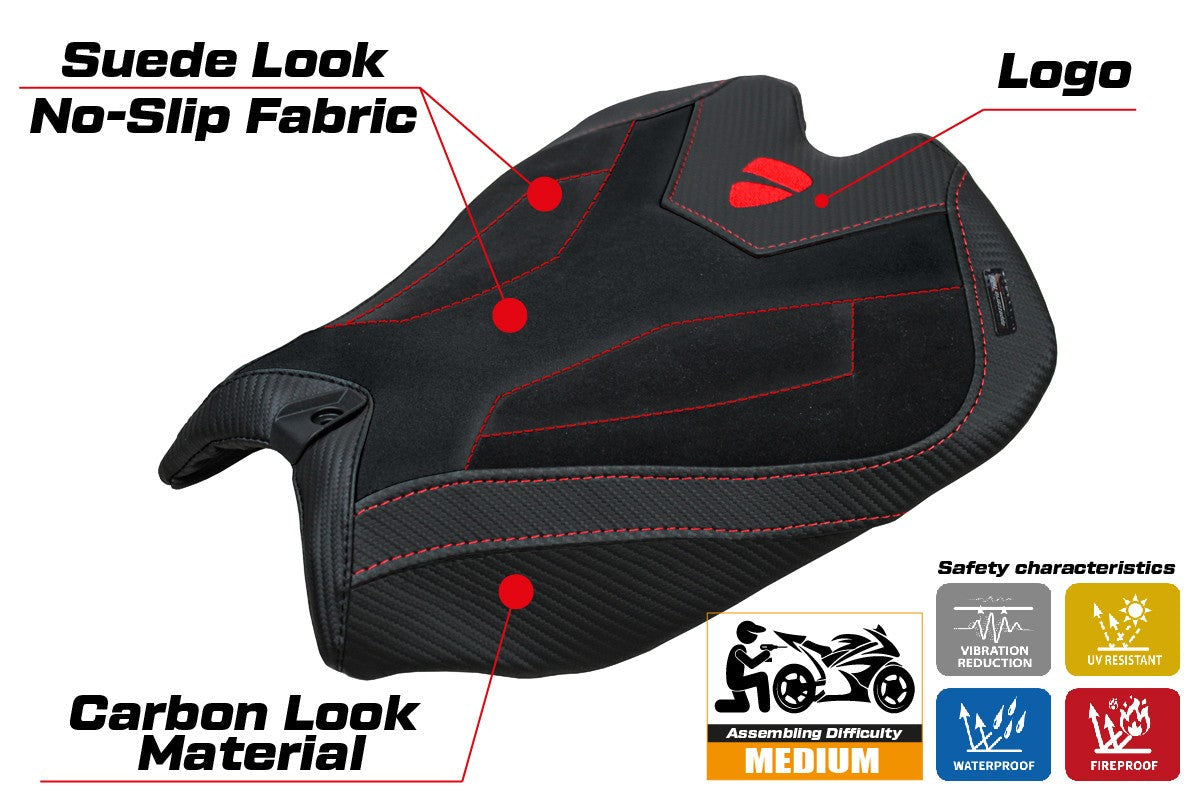 Tappezzeria Italia Ducati Panigale V4 2025 Seat Cover Velvet Black Logo Ducati