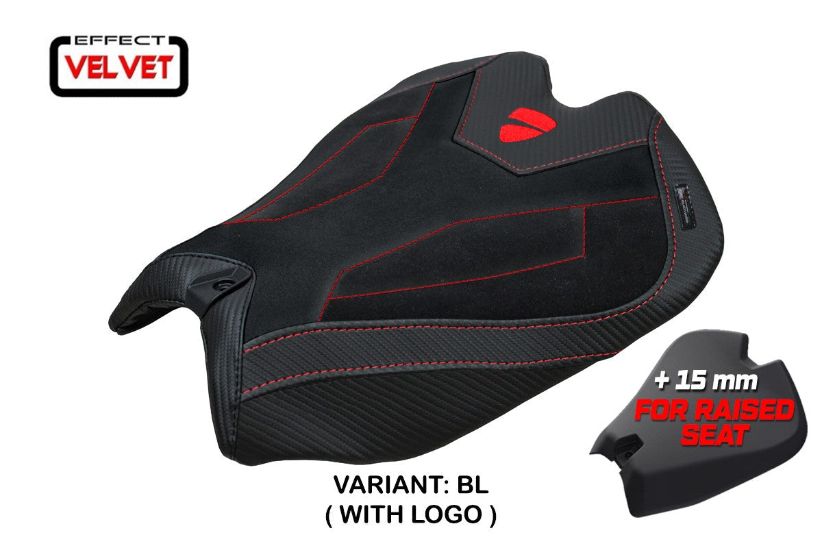 Tappezzeria Italia Ducati Panigale V4 2025 Seat Cover Velvet Black Logo Ducati
