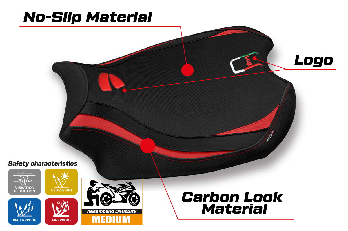 Tappezzeria Italia Ducati Panigale V4 2018-2024 Seat Cover in Red and Black