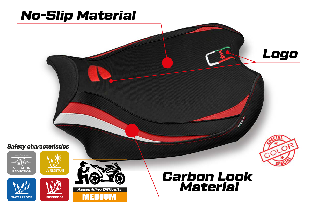 Tappezzeria Italia Ducati Panigale V4 2018-2024 Seat Cover in Red and White