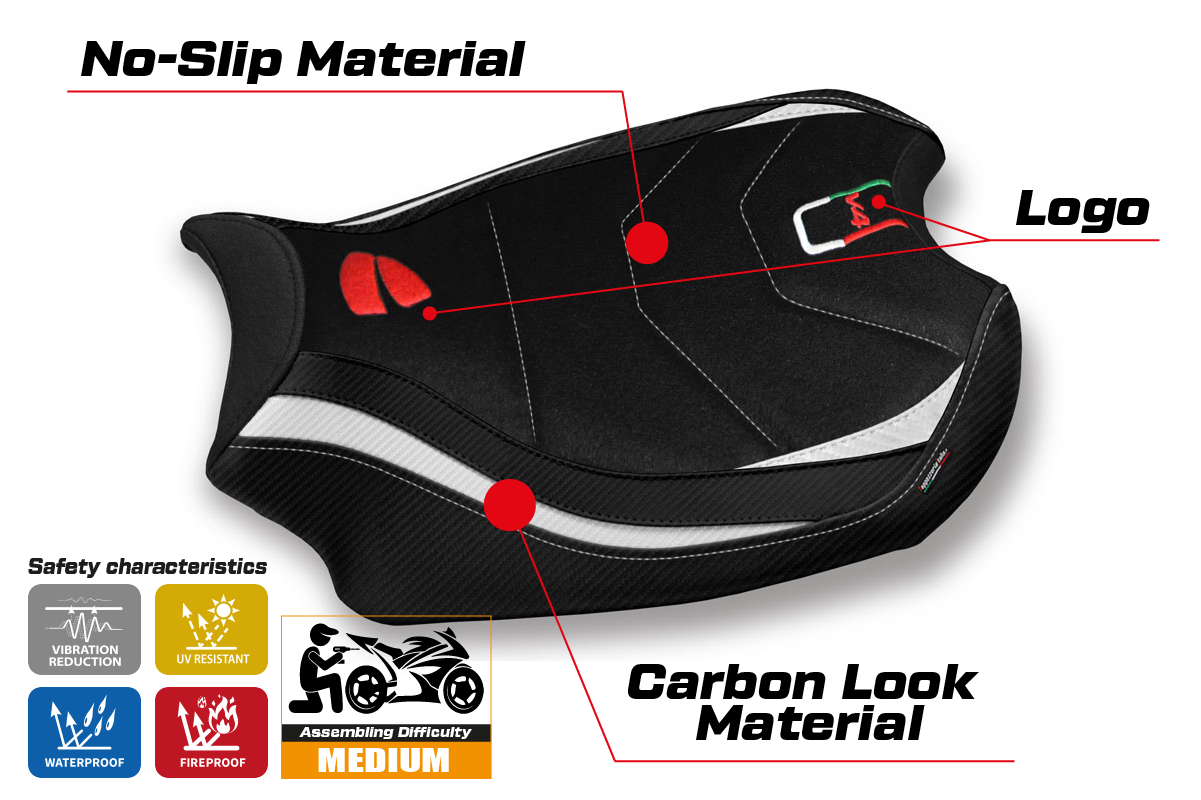 Tappezzeria Italia Ducati Panigale V4 2018-2024 Seat Cover Ultragrip in White