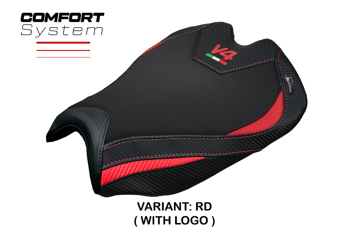Tappezzeria Italia Ducati streetfighter V4 2025 Seat Cover Comfort Red Black Logo V4