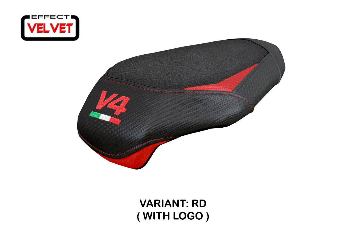 Tappezzeria Italia Ducati streetfighter V4 2025 Rear Seat Cover Velvet Red Logo V4