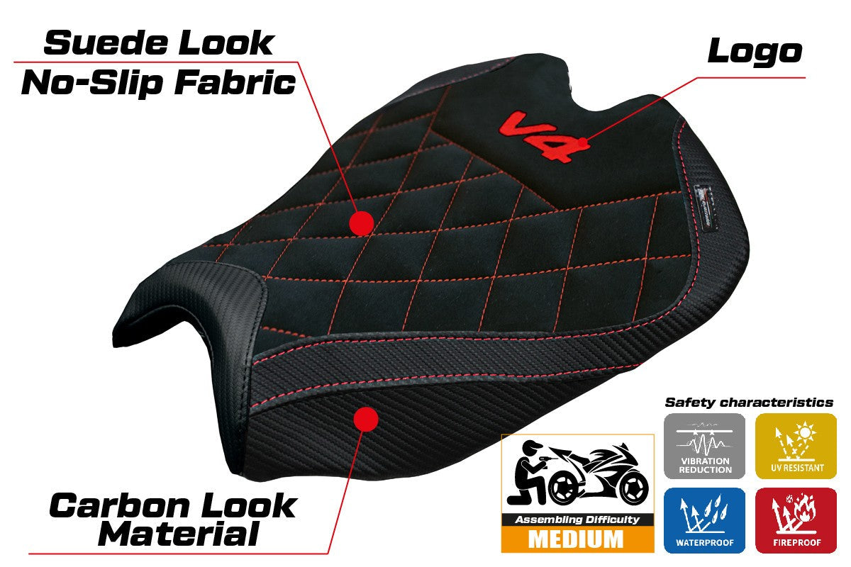 Tappezzeria Italia Ducati streetfighter V4 2025 Seat Cover Black SE Logo V4