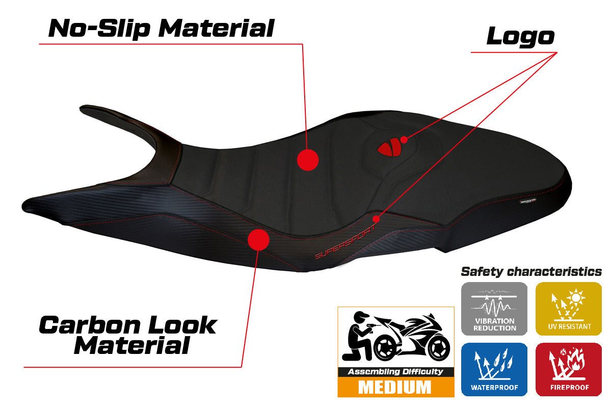 Tappezzeria Italia Ducati Super Sport 950S 2017-2024 Seat Cover Ultragrip in Black