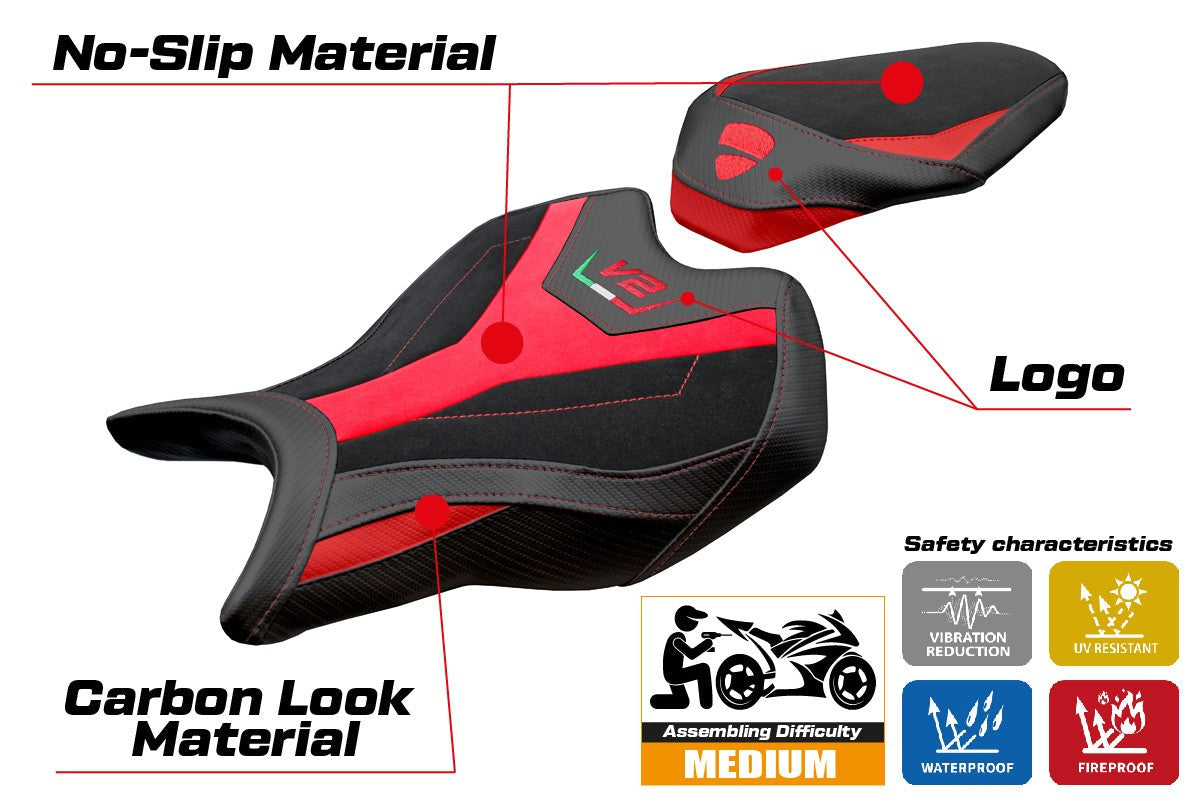 Tappezzeria Italia Ducati Streetfighter V2 2025 Seat Cover Velvet Red Black