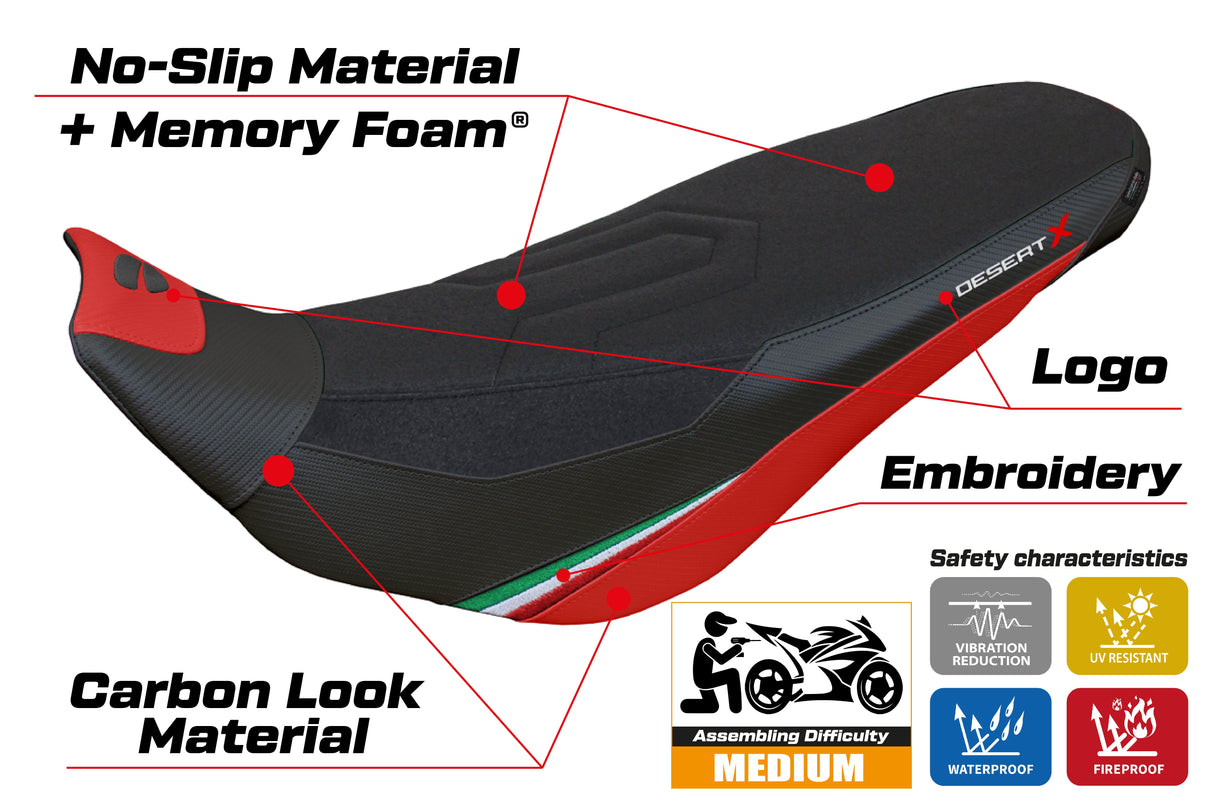 Tappezzeria Italia Ducati Desert X Rally 2022-2025 Seat Cover in Keren Comfort Red and Black