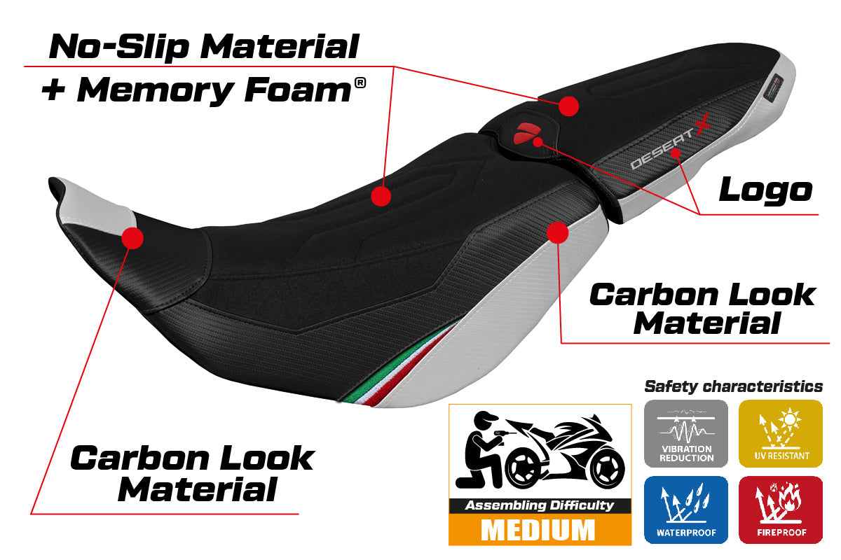 Tappezzeria Italia Ducati Desert X 2022-2025 Seat Cover in Trico Comfort Ultragrip White