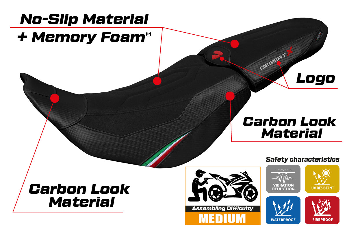 Ducati Desert X 2022-2025 Seat Cover Tappezzeria Italia in Trico Comfort Ultragrip Black